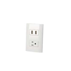 Placa 1 contacto 1 USB doble 1/3, línea Americana, color blanco Surtek - Ferrechingón