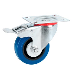 Rodaja de goma elástica giratoria con freno azul 4" Surtek - Ferrechingón