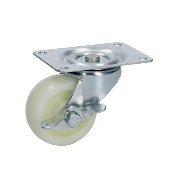 Rodaja de polipropileno blanca giratoria con freno 2-1/2" Surtek - Ferrechingón
