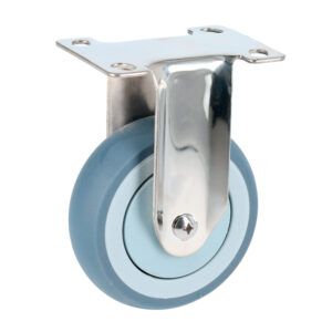 Rodaja de TPR gris con herrajes de acero inoxidable fija 4" Surtek - Ferrechingón