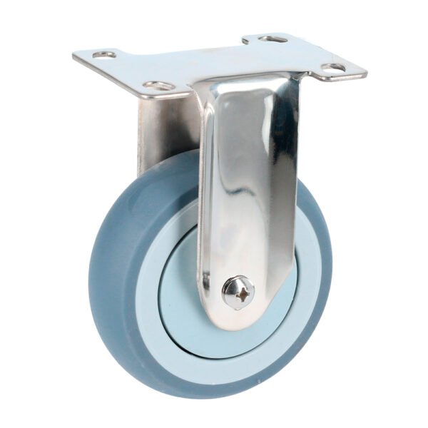 Rodaja de TPR gris con herrajes de acero inoxidable fija 4" Surtek - Ferrechingón