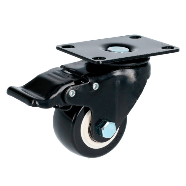 Rodaja de PVC negro con placa giratoria con freno 2-1/2" Surtek - Ferrechingón