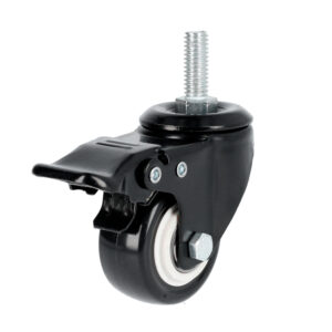 Rodaja de PVC negro con espiga roscada con freno 2-1/2" Surtek - Ferrechingón