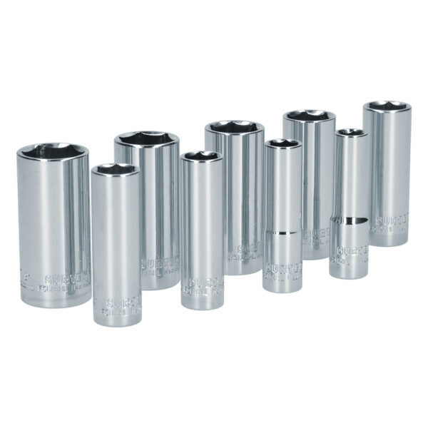 Juego de dados largos cuadro de 3/8", 6 puntas, en pulgadas, 9 piezas Surtek - Ferrechingón