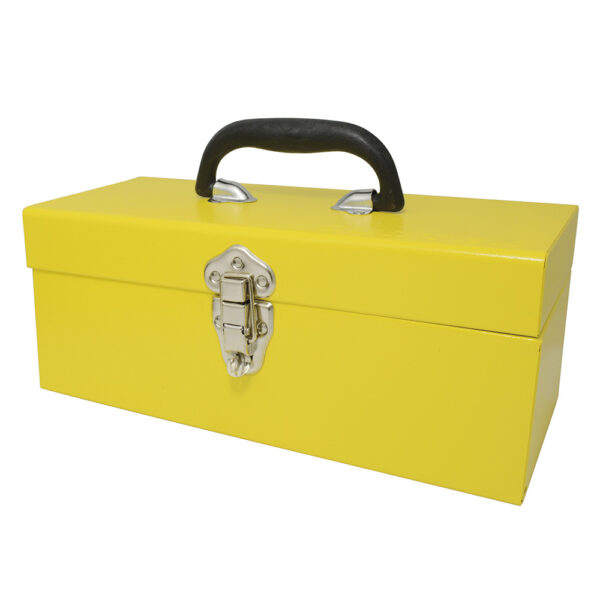 Caja portaherramientas metálica color amarillo 14" x 6" x 6" Surtek - Ferrechingón