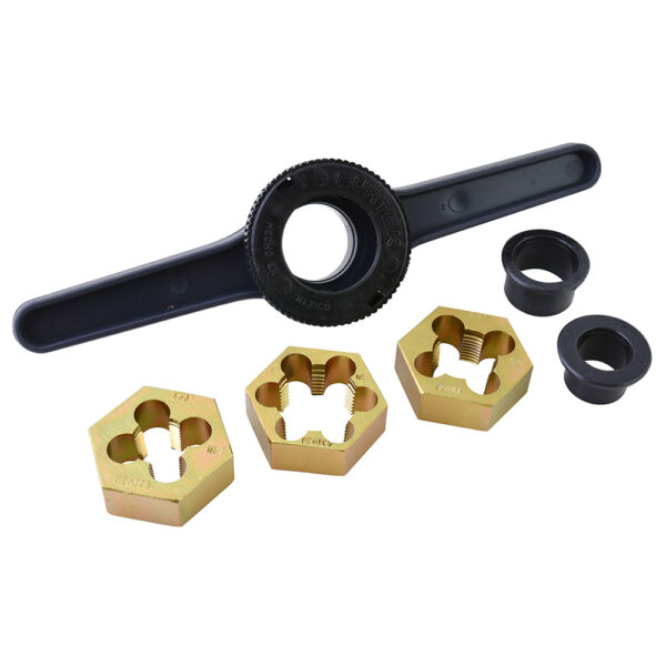Juego de tarraja para tubo de PVC 1/2" a 1" NPT,  6 piezas Surtek - Ferrechingón