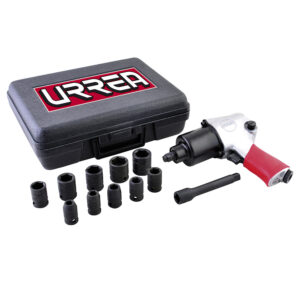 Juego de pistola de impacto neumática cuadro de 1/2" y accesorios métricos, 13 piezas Urrea - Ferrechingón
