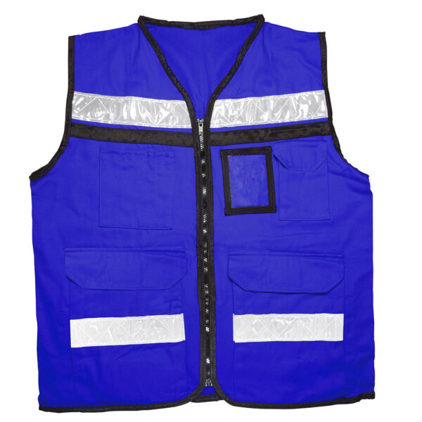 Chaleco de seguridad tipo supervisor cerrado con reflejante azul EG Urrea - Ferrechingón